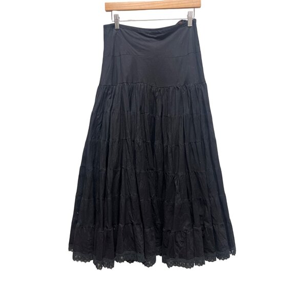 Guess Vintage Y2K Black Cotton Layered Maxi Skirt - Picture 2 of 9